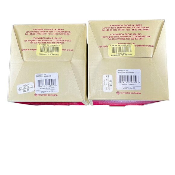 Spode Christmas Tree Red Trim Handle Mug 14 oz Holiday Original Box Lot of 2 NEW - Picture 9 of 13